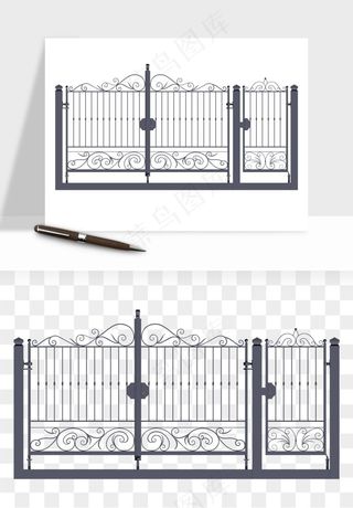 卡通铁栏杆围栏png免抠