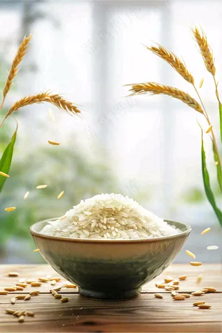 桌子上的米饭碗粮食珍惜粮食世界粮食日摄影图