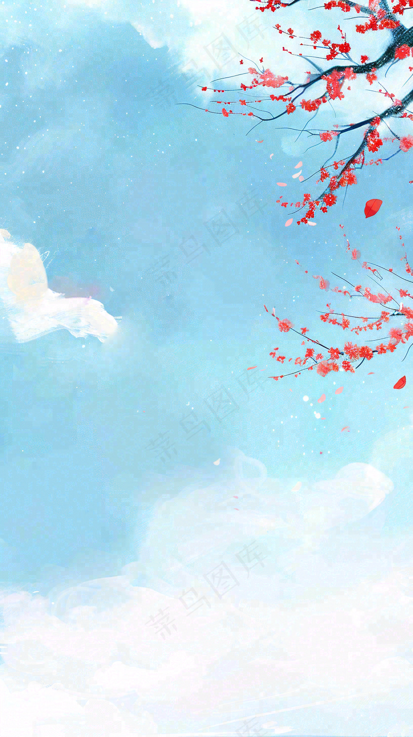 冬天白雪覆盖寒冷唯美雪景大寒插画背景