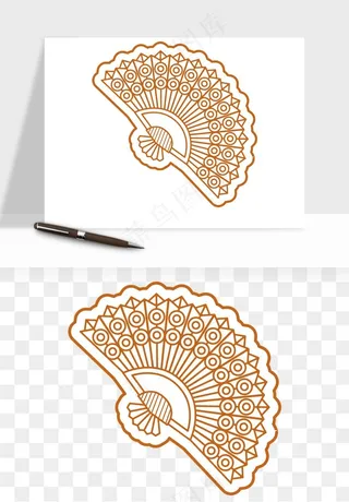 古风扇子元素png免抠