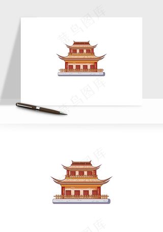 国潮风古建筑古楼古塔鼓楼ai,png免抠图
