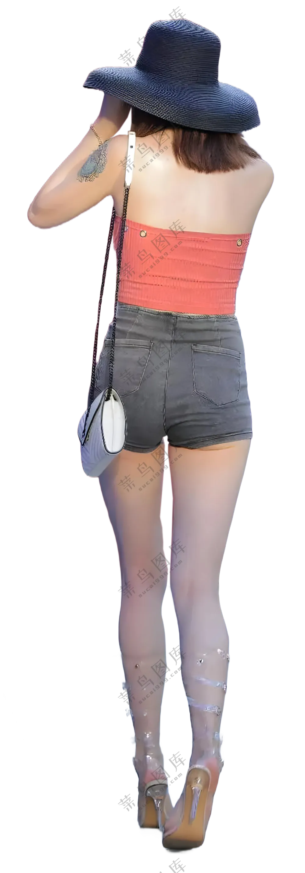 免抠时尚戴帽人物背影