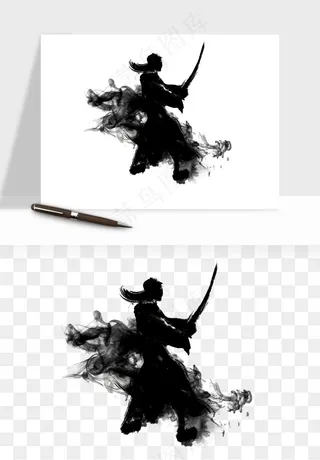 水墨江湖侠客武侠剪影png免抠