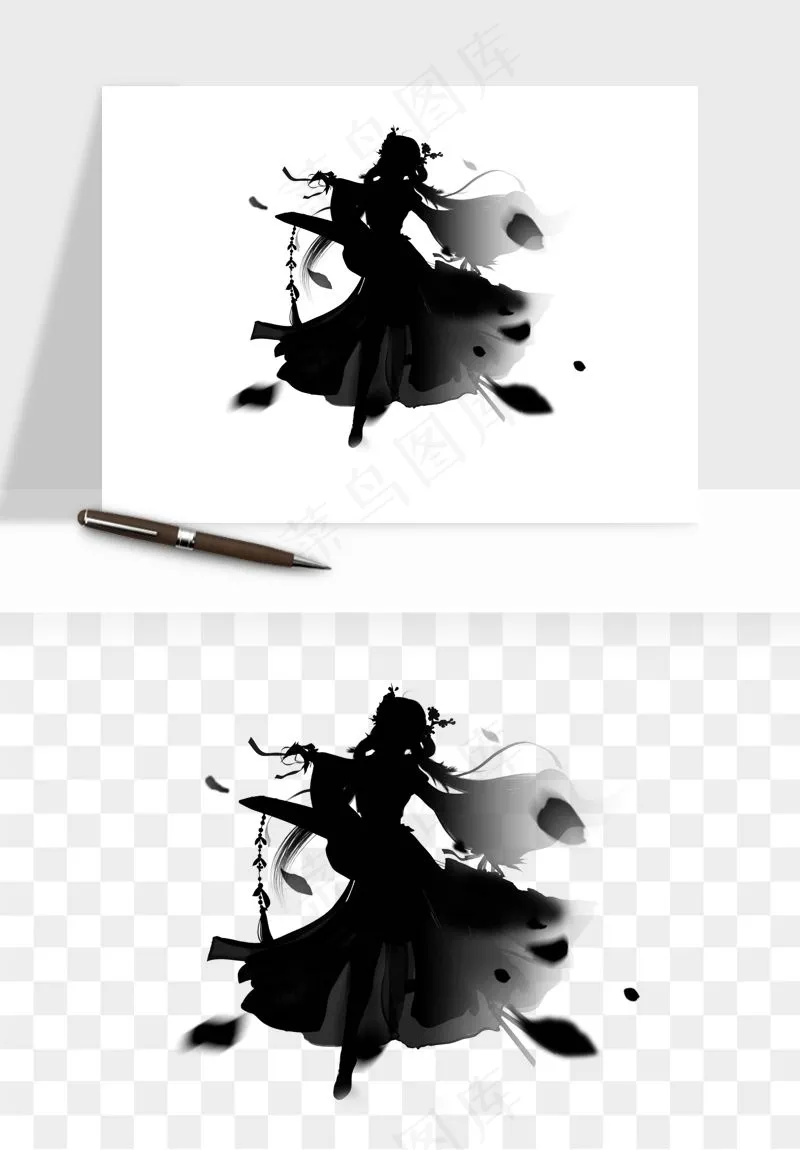 水墨江湖侠客武侠剪影png免抠
