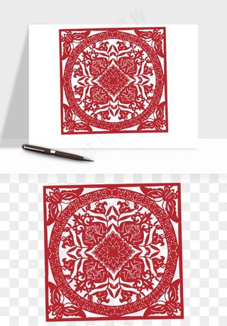 传统窗花剪纸图案png免抠