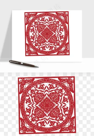 传统窗花剪纸图案png免抠