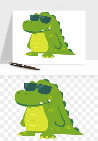 手绘鳄鱼png免抠