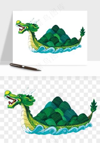 赛龙舟粽子船端午节png免抠