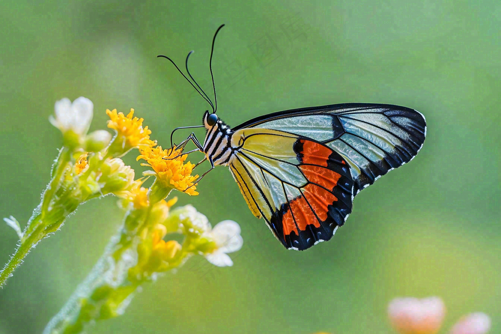 蝴蝶昆虫春天植物摄影图