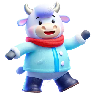 动物3D立体卡通可爱十二生肖戴围巾丑牛