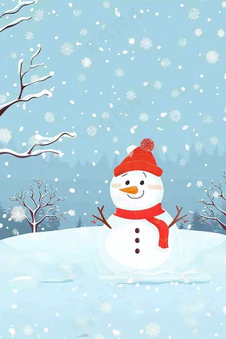 冬天白雪覆盖寒冷唯美雪景大寒插画背景