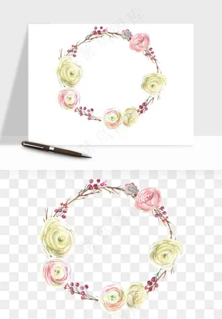 手绘花环边框浪漫png免抠