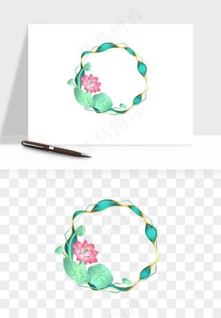 国潮风祥云浪花圆形矩形边框png免抠