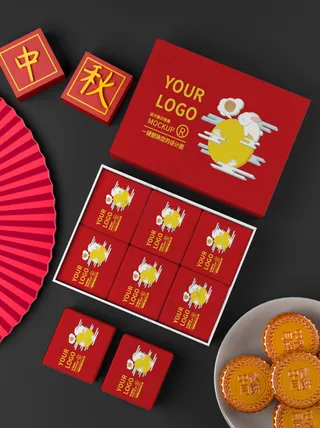 001中秋节包装礼盒样机psd