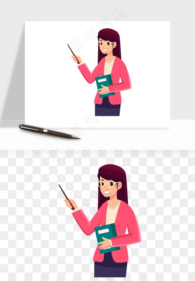 手绘教师讲课png免抠