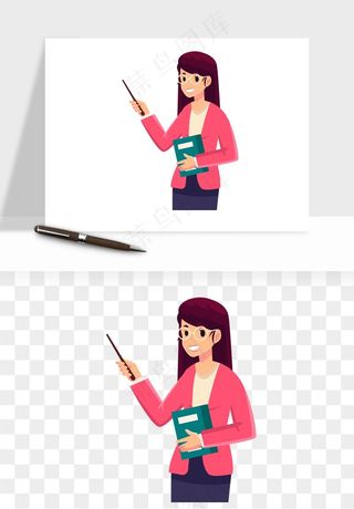 手绘教师讲课png免抠