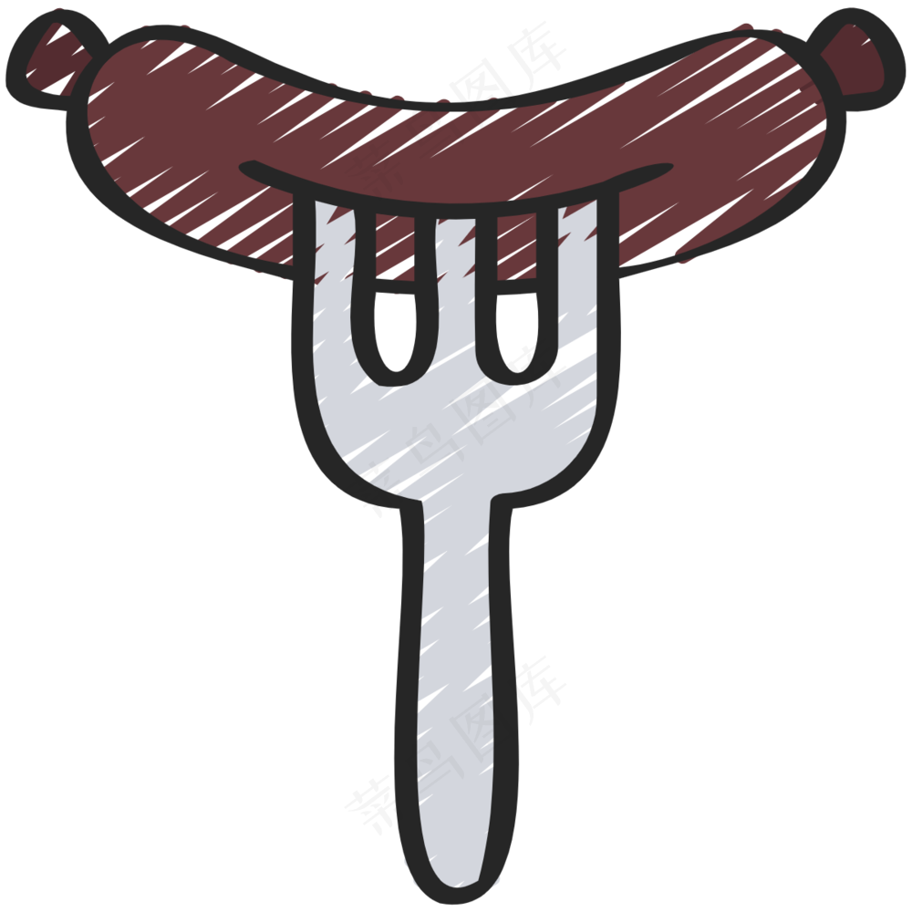 香肠 铅笔手绘图标icon