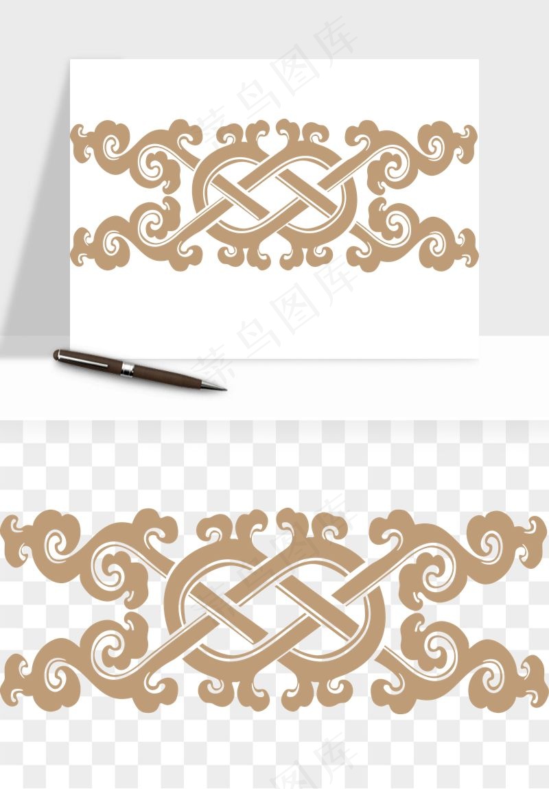 中式边框花纹图案png免抠