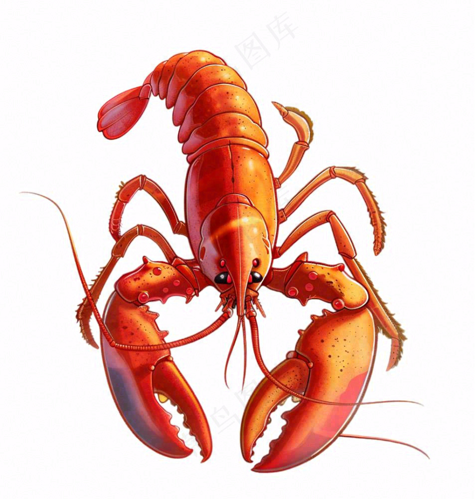 大龙虾海洋海鲜卡通插画免抠
