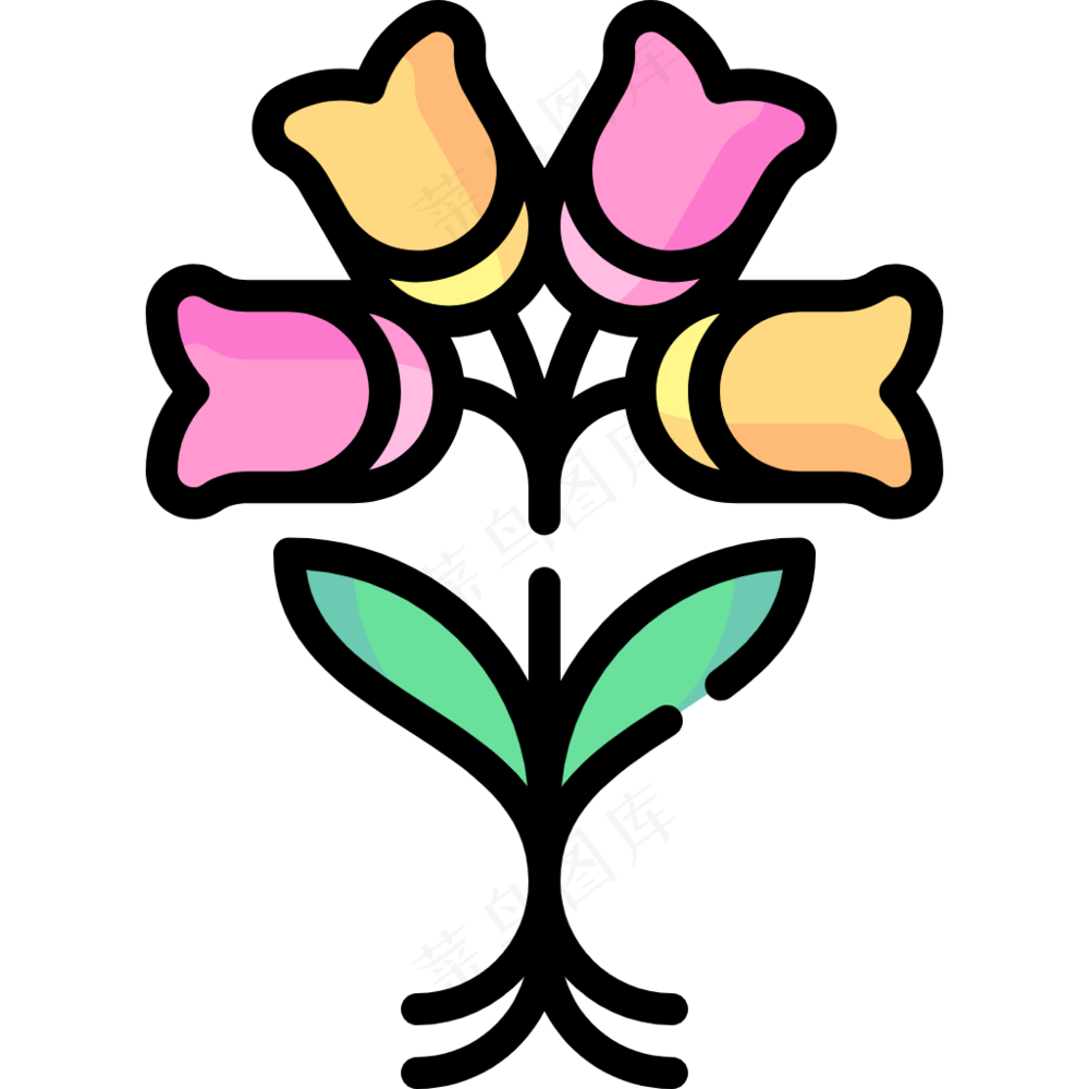 郁金香花束2 线性彩色花卉图标