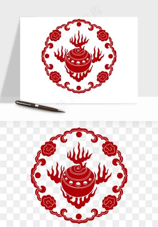 传统窗花剪纸图案png免抠