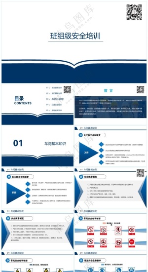 蓝色职场风三级教育之班组级安全培训预览图