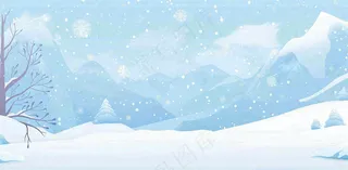 冬天白雪覆盖寒冷唯美雪景大寒插画背景
