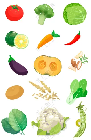 健康绿色有机蔬菜元素大合集