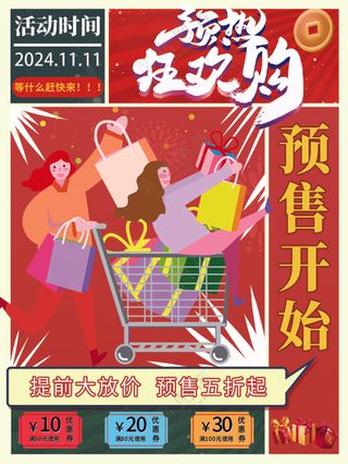 2024双十一狂欢购预售活动宣传创意海报