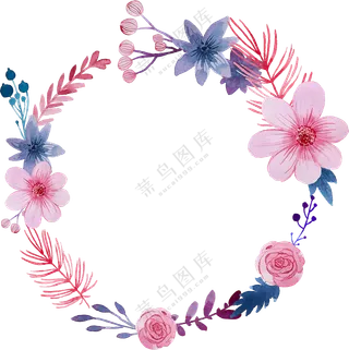 圆形植物藤蔓花朵边框创意免抠图片