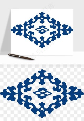 青花瓷花纹花卉图案png免抠