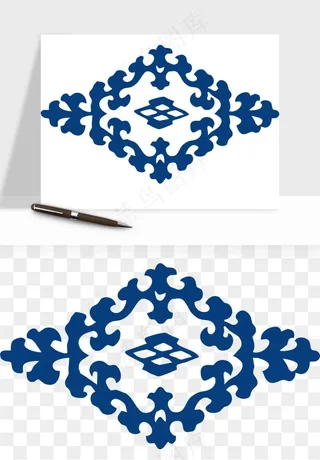 青花瓷花纹花卉图案png免抠