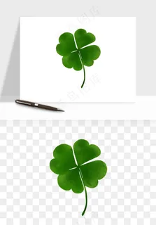 手绘四叶草幸运植物png免抠