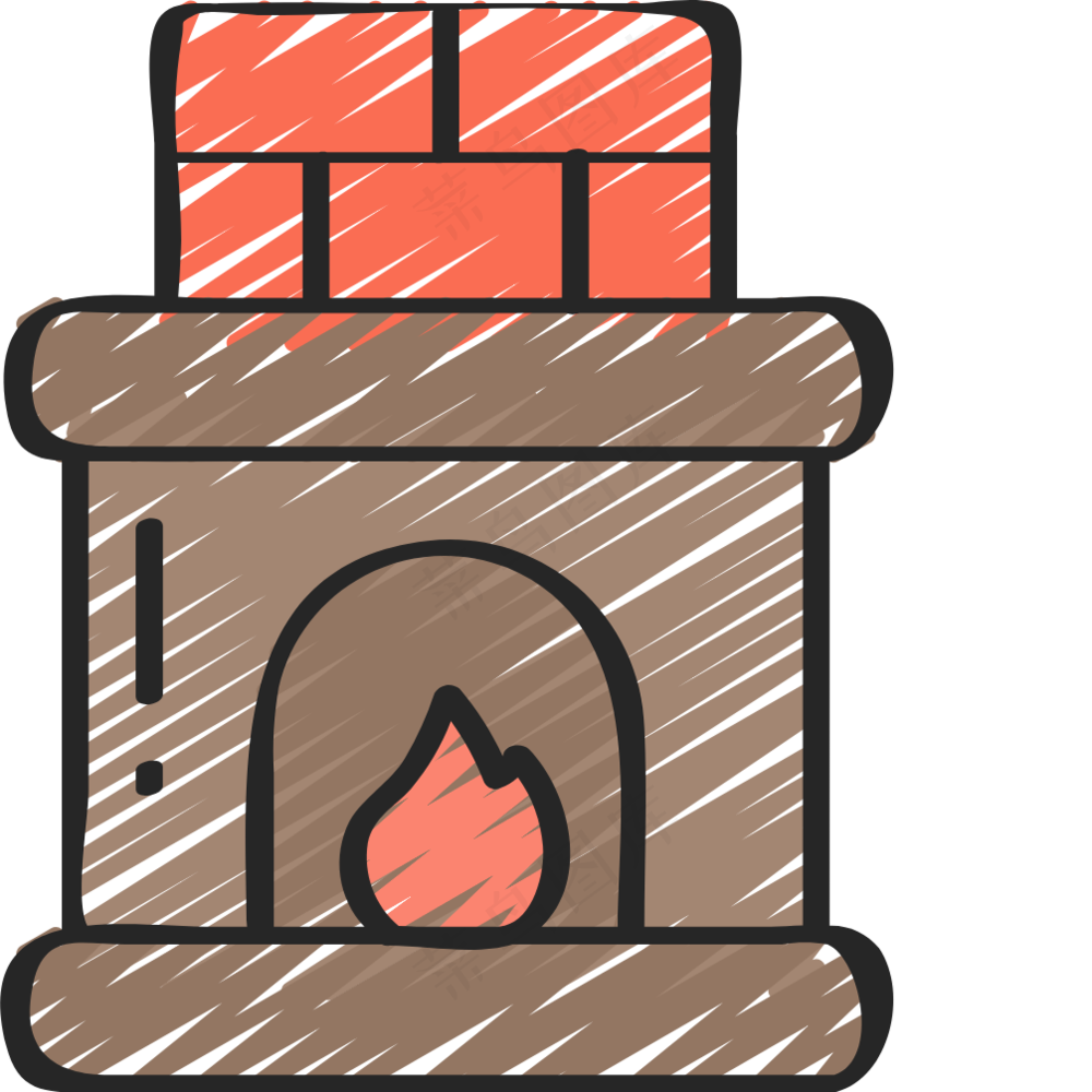 壁炉 铅笔手绘图标icon