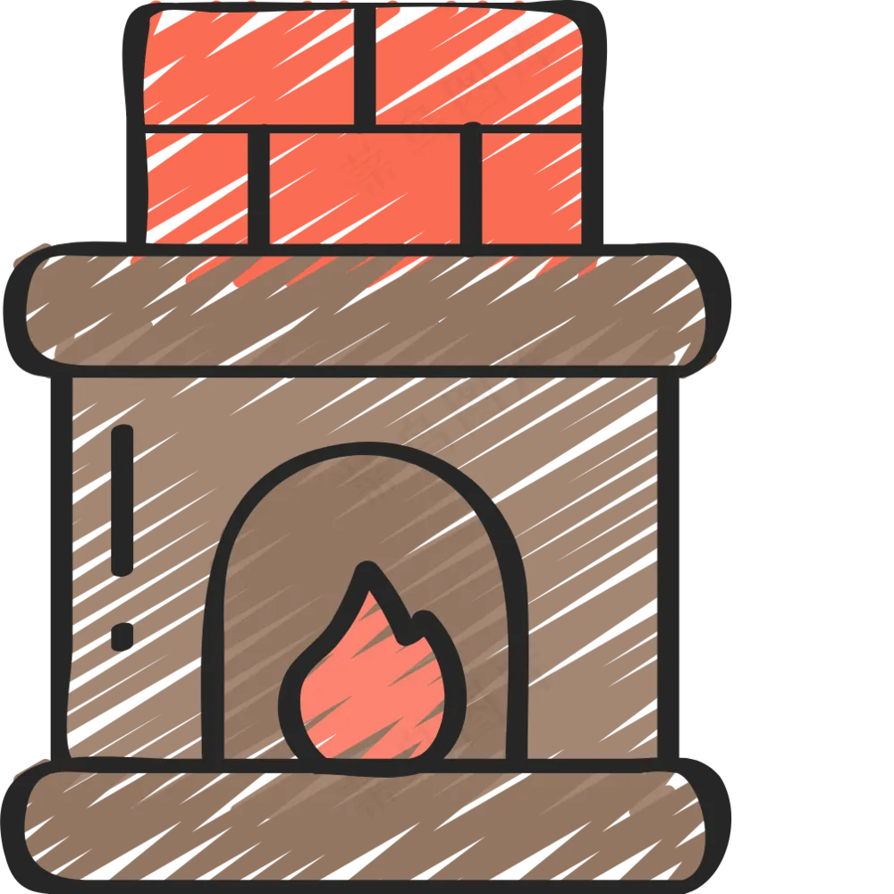 壁炉 铅笔手绘图标icon