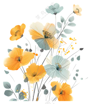 美丽的黄色和蓝色花朵