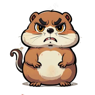 土黄色卡通暴躁鼠鼠免抠图