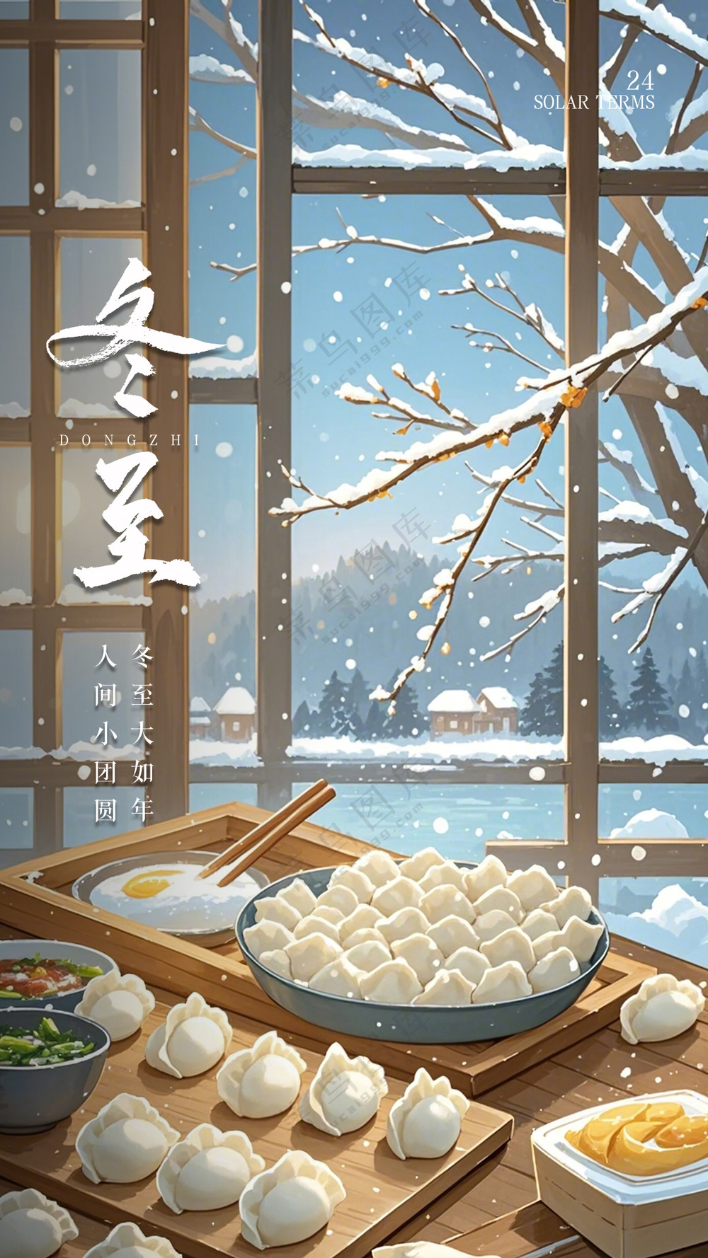 冬至简约节气大气唯美节日海报