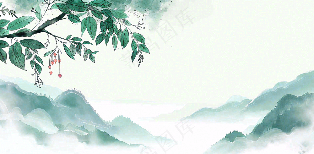 秋天插画风景处暑背景