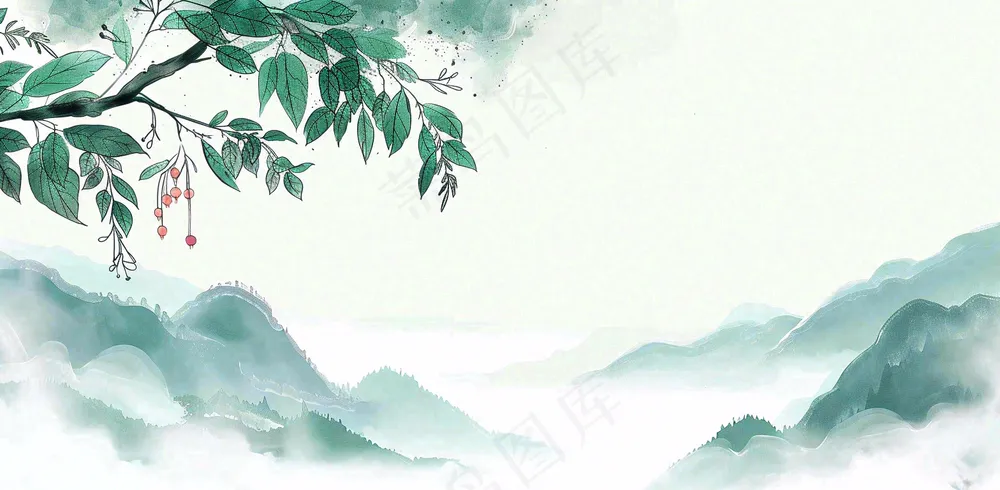 秋天插画风景处暑背景