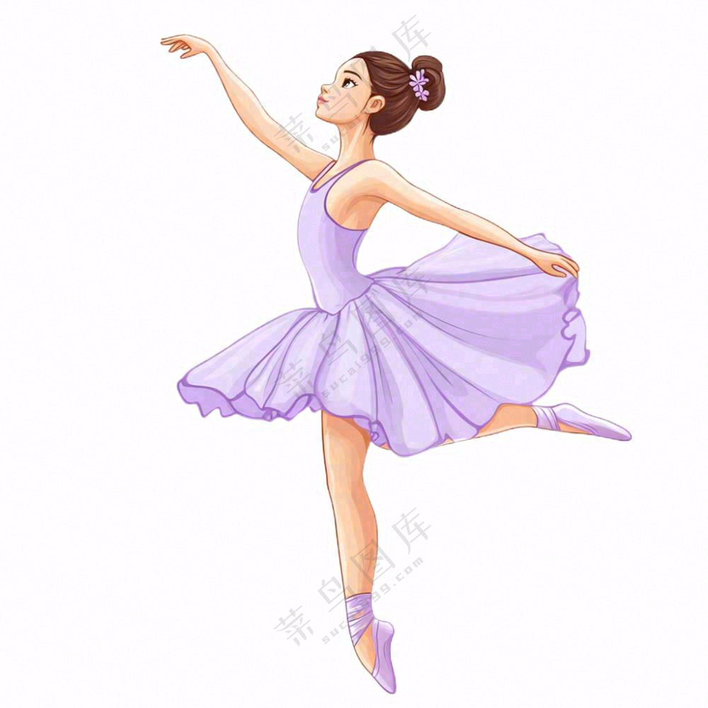 芭蕾舞舞蹈少女剪影卡通插画免抠