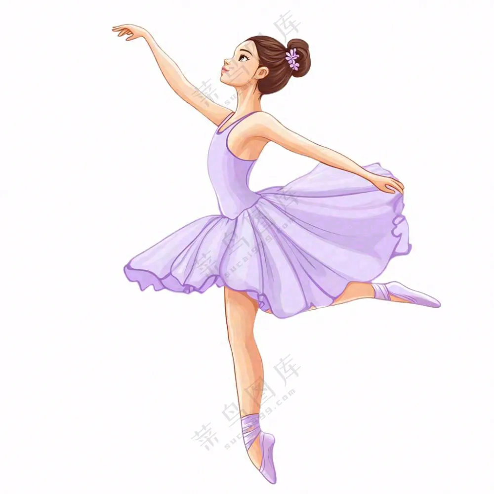 芭蕾舞舞蹈少女剪影卡通插画免抠