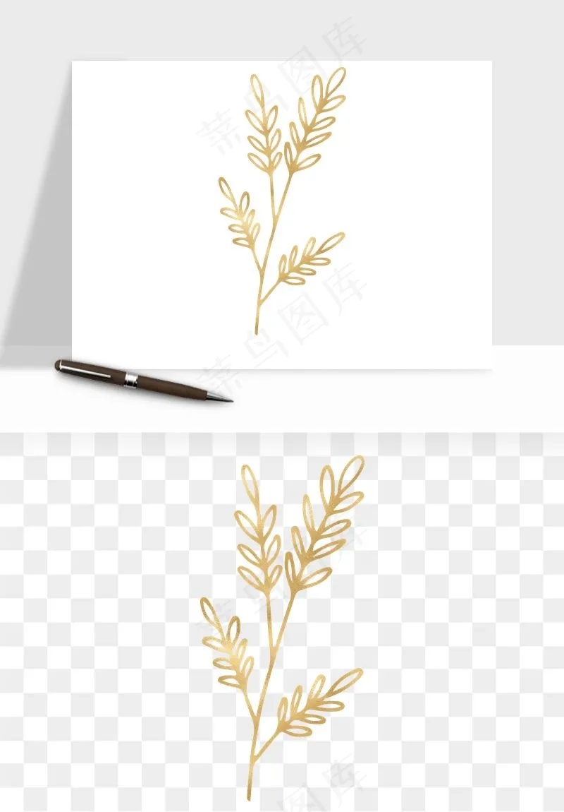 金色植物花环边框png免抠