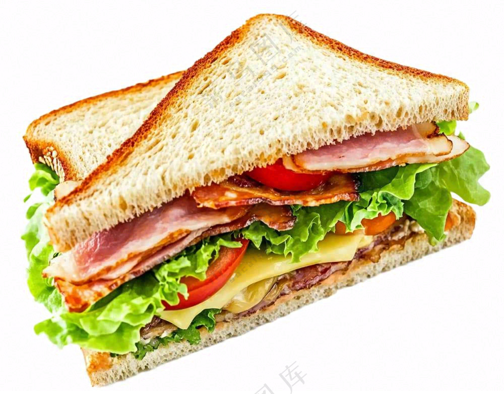 芝士培根三明治美食西餐摄影图免抠