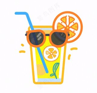 夏日海洋海滩元素卡通插画免抠