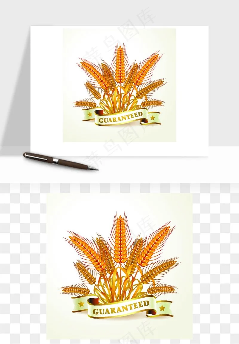 手绘麦穗稻穗麦秆矢量png免抠
