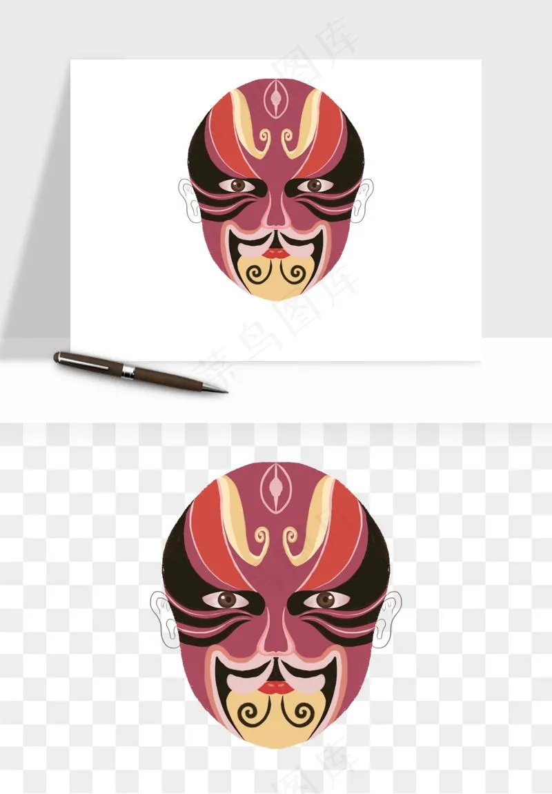 手绘戏剧脸谱卡通面具png免抠