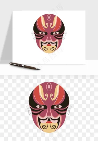 手绘戏剧脸谱卡通面具png免抠