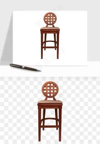 中式木椅子png免抠