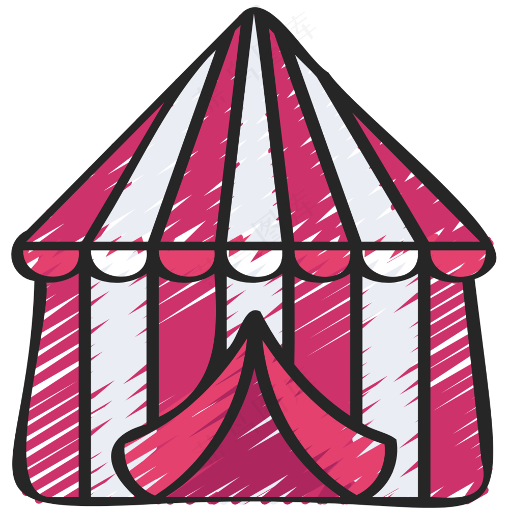 马戏团帐篷 铅笔手绘图标icon